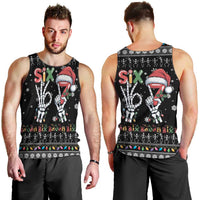 Six Seven Funny Skeleton Fingers Christmas Men Tank Top Creepy Santa Skeleton Hands - Wonder Print Shop
