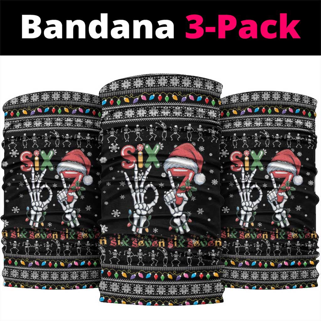 Six Seven Funny Skeleton Fingers Christmas Neck Gaiter Creepy Santa Skeleton Hands - Wonder Print Shop