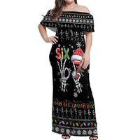 Six Seven Funny Skeleton Fingers Christmas Off Shoulder Maxi Dress Creepy Santa Skeleton Hands - Wonder Print Shop