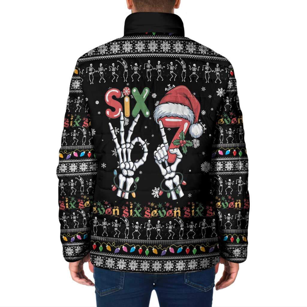 Six Seven Funny Skeleton Fingers Christmas Padded Jacket Creepy Santa Skeleton Hands - Wonder Print Shop