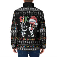 Six Seven Funny Skeleton Fingers Christmas Padded Jacket Creepy Santa Skeleton Hands - Wonder Print Shop
