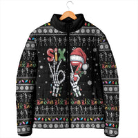 Six Seven Funny Skeleton Fingers Christmas Padded Jacket Creepy Santa Skeleton Hands - Wonder Print Shop