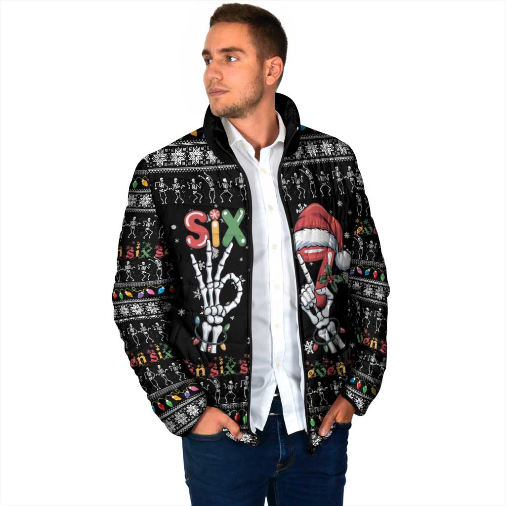 Six Seven Funny Skeleton Fingers Christmas Padded Jacket Creepy Santa Skeleton Hands - Wonder Print Shop