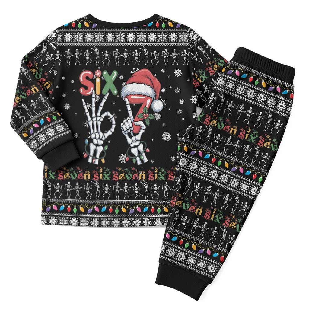 Six Seven Funny Skeleton Fingers Christmas Pajama Set Creepy Santa Skeleton Hands - Wonder Print Shop