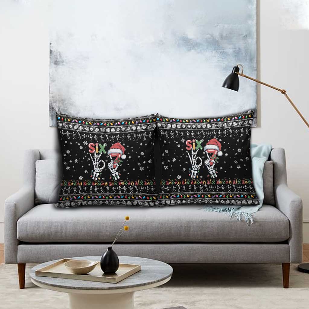 Six Seven Funny Skeleton Fingers Christmas Pillow Cover Creepy Santa Skeleton Hands - Wonder Print Shop