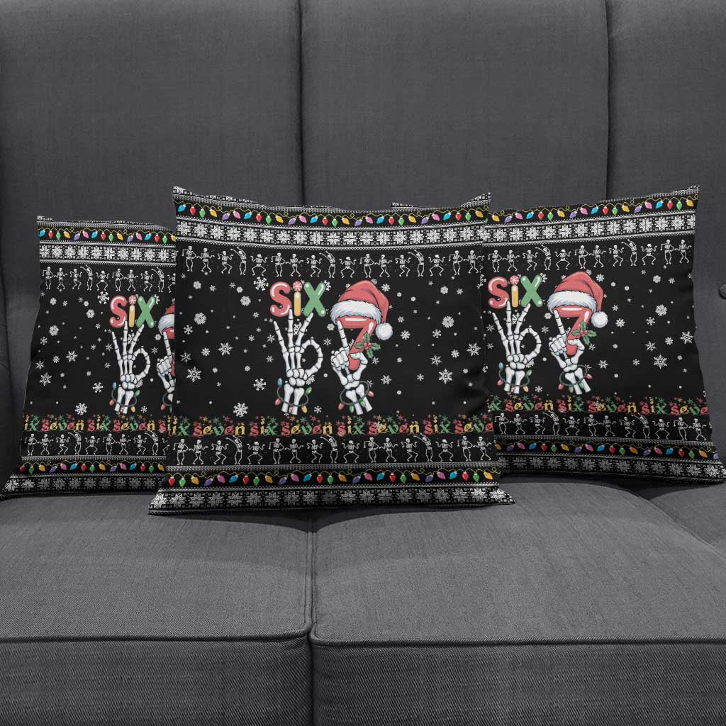 Six Seven Funny Skeleton Fingers Christmas Pillow Cover Creepy Santa Skeleton Hands - Wonder Print Shop
