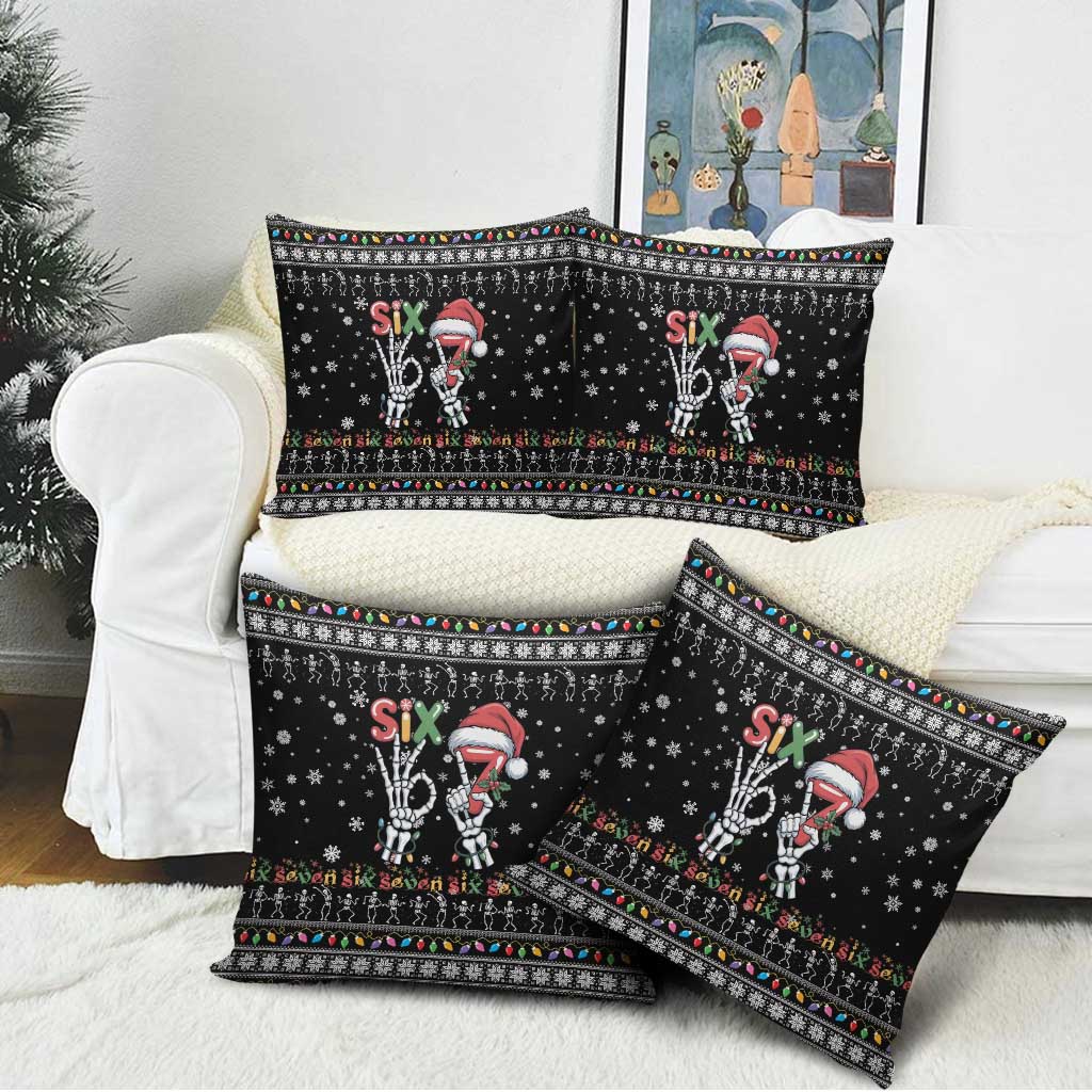 Six Seven Funny Skeleton Fingers Christmas Pillow Cover Creepy Santa Skeleton Hands - Wonder Print Shop