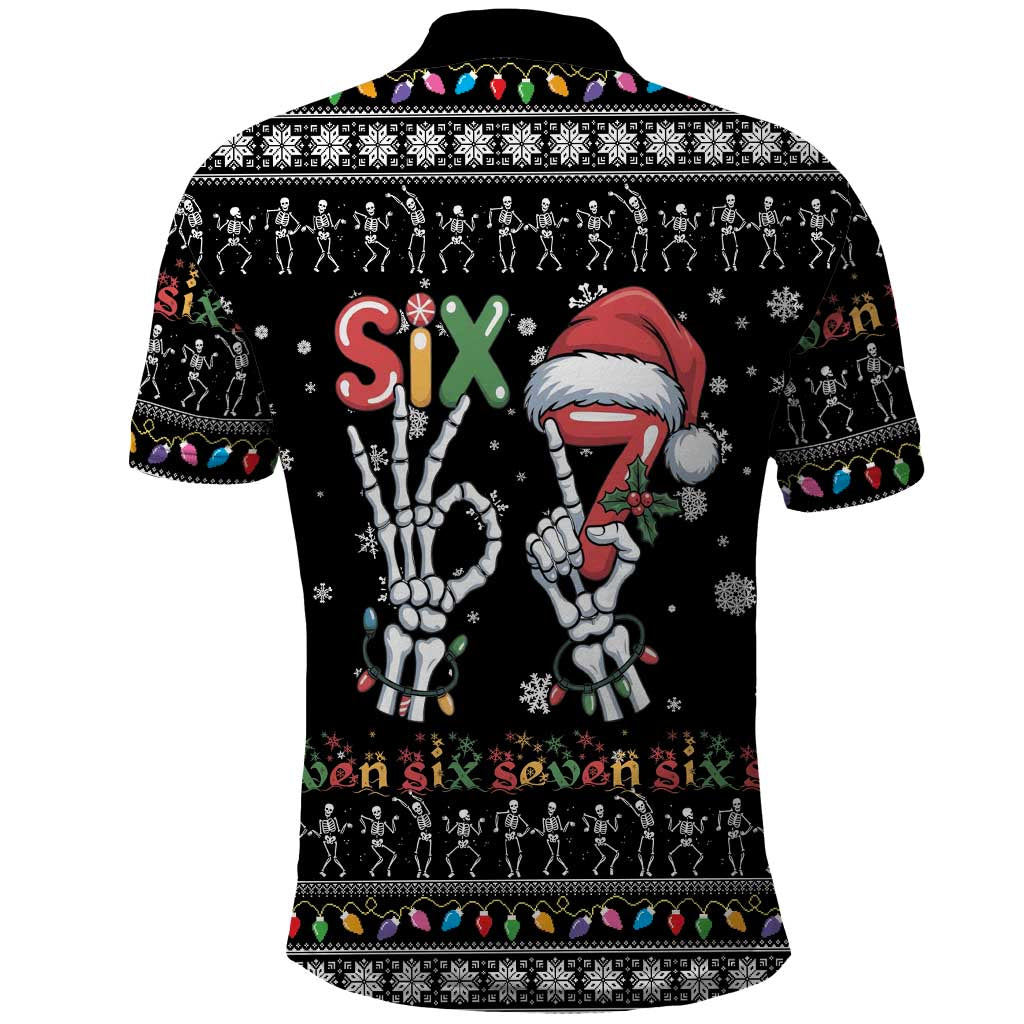 Six Seven Funny Skeleton Fingers Christmas Polo Shirt Creepy Santa Skeleton Hands - Wonder Print Shop