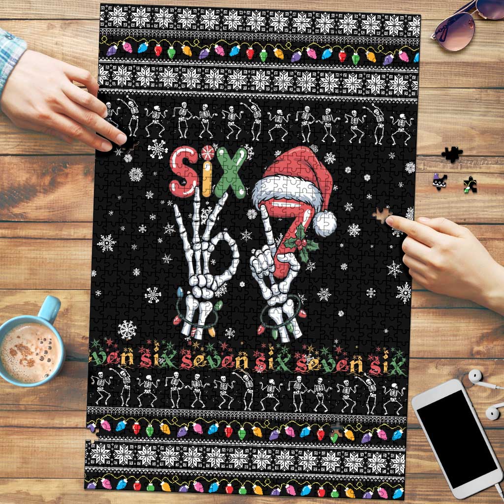 Six Seven Funny Skeleton Fingers Christmas Puzzle Creepy Santa Skeleton Hands - Wonder Print Shop