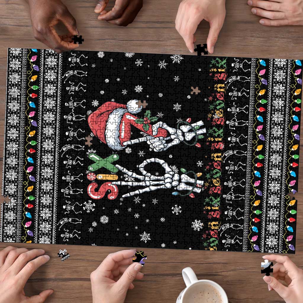Six Seven Funny Skeleton Fingers Christmas Puzzle Creepy Santa Skeleton Hands - Wonder Print Shop