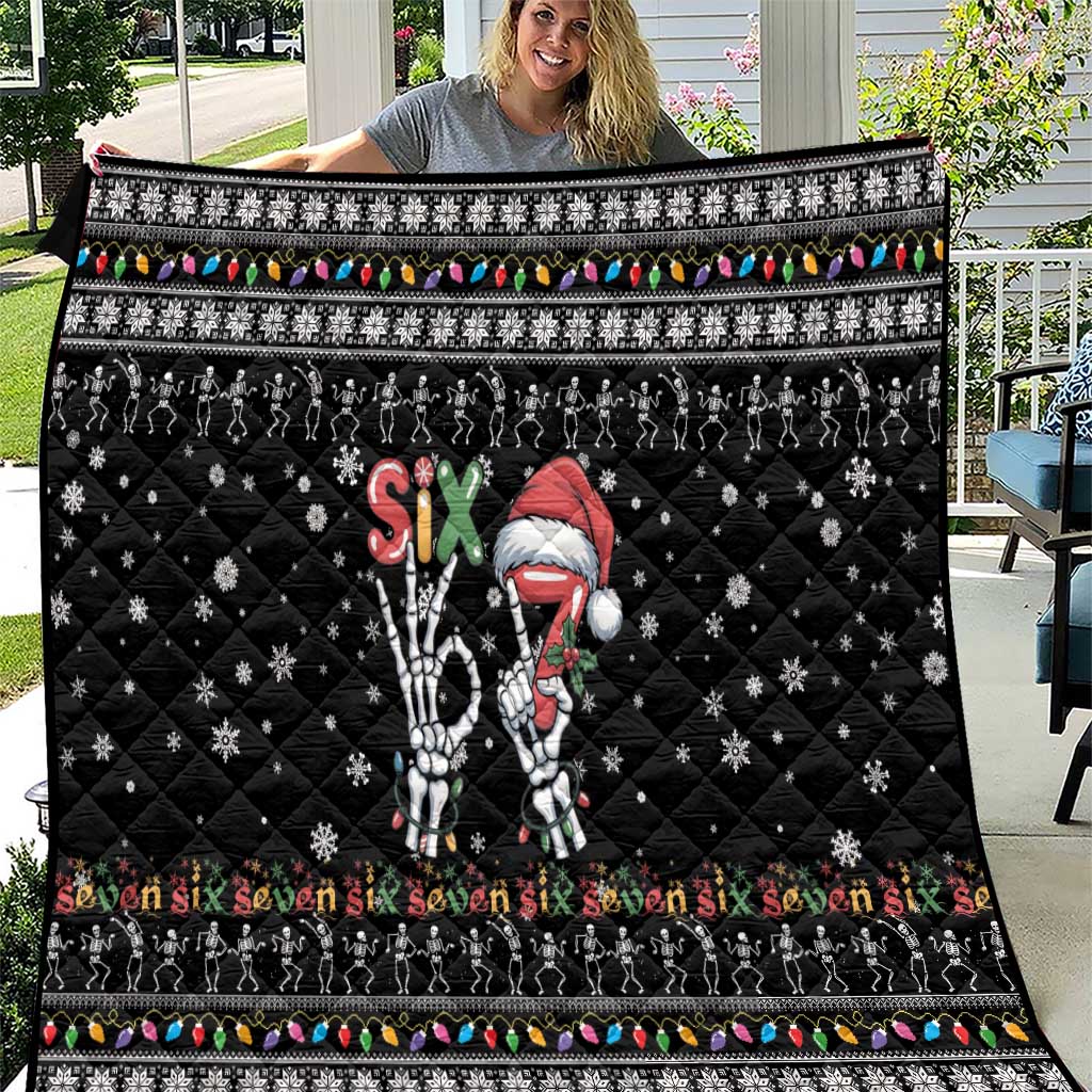 Six Seven Funny Skeleton Fingers Christmas Quilt Creepy Santa Skeleton Hands - Wonder Print Shop