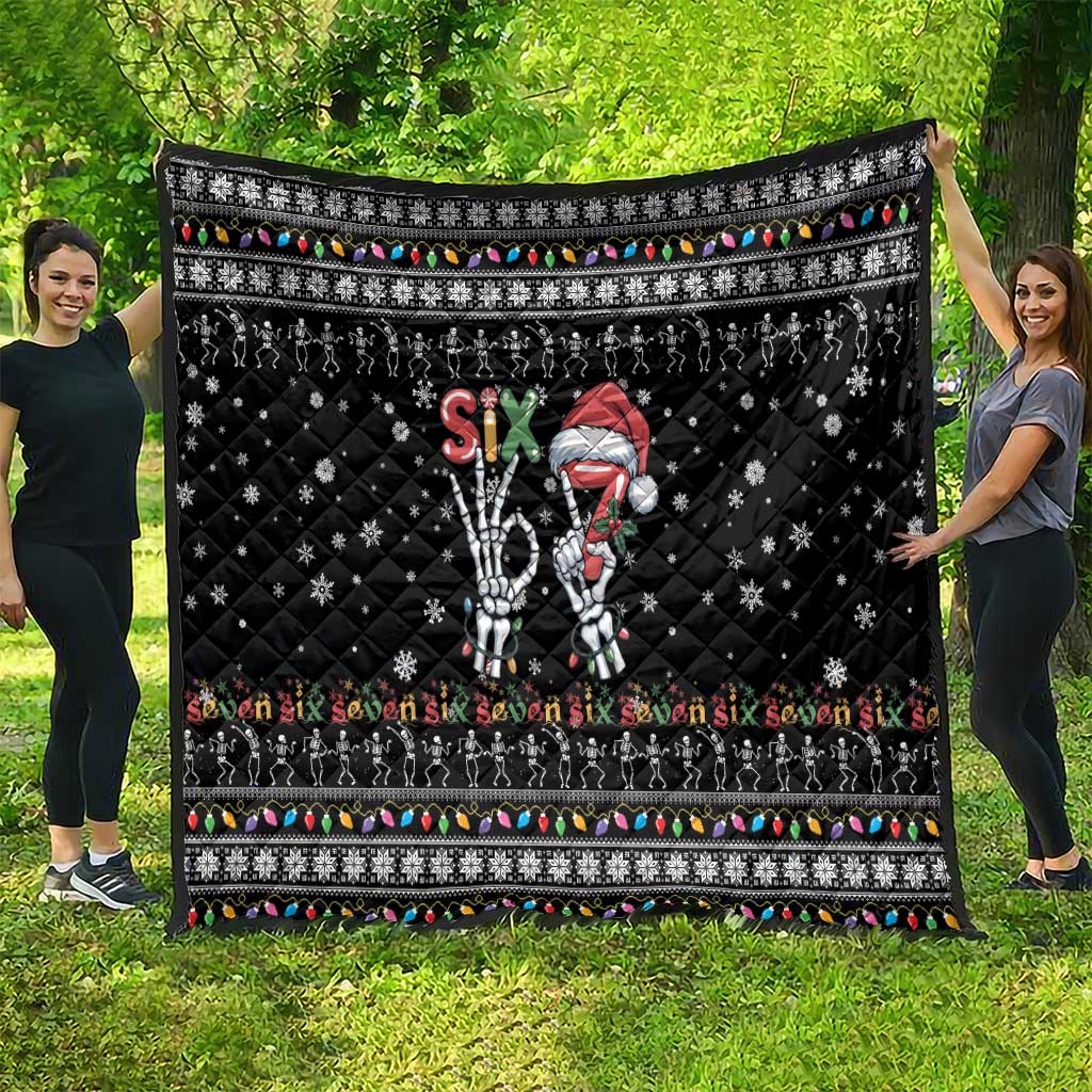 Six Seven Funny Skeleton Fingers Christmas Quilt Creepy Santa Skeleton Hands - Wonder Print Shop