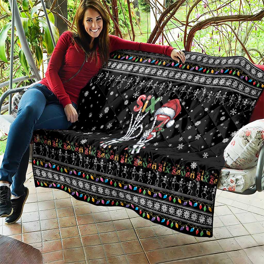 Six Seven Funny Skeleton Fingers Christmas Quilt Creepy Santa Skeleton Hands - Wonder Print Shop