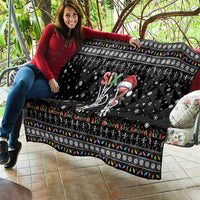 Six Seven Funny Skeleton Fingers Christmas Quilt Creepy Santa Skeleton Hands - Wonder Print Shop