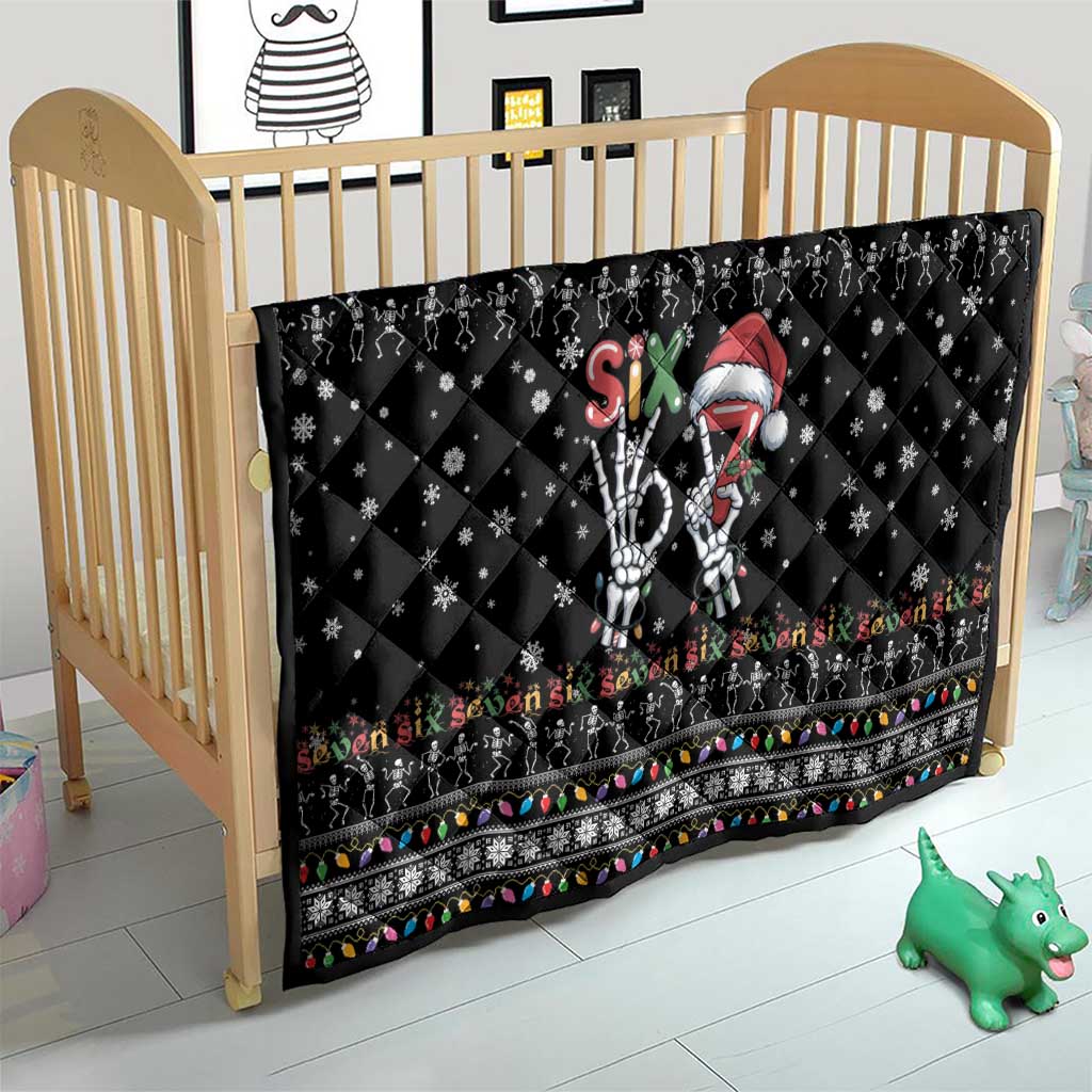 Six Seven Funny Skeleton Fingers Christmas Quilt Creepy Santa Skeleton Hands - Wonder Print Shop