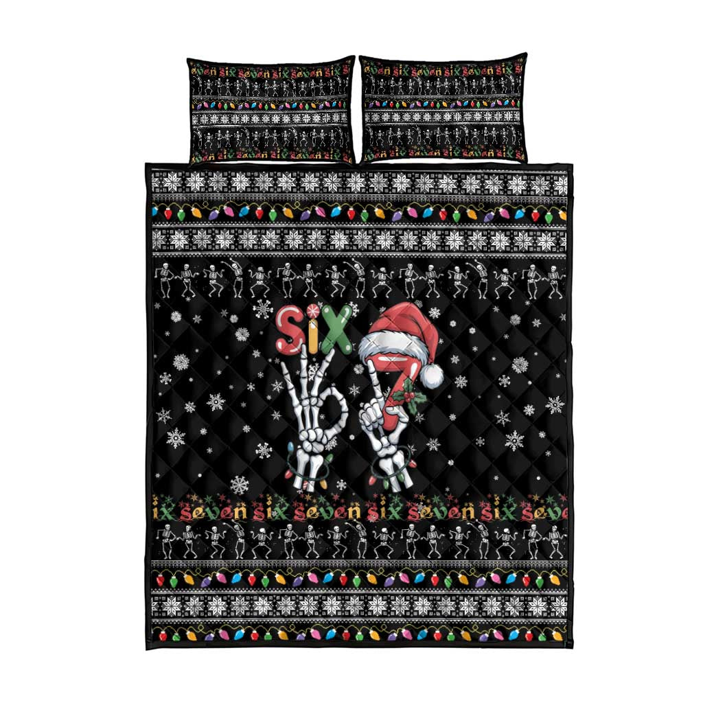 Six Seven Funny Skeleton Fingers Christmas Quilt Bed Set Creepy Santa Skeleton Hands - Wonder Print Shop