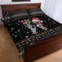 Six Seven Funny Skeleton Fingers Christmas Quilt Bed Set Creepy Santa Skeleton Hands - Wonder Print Shop