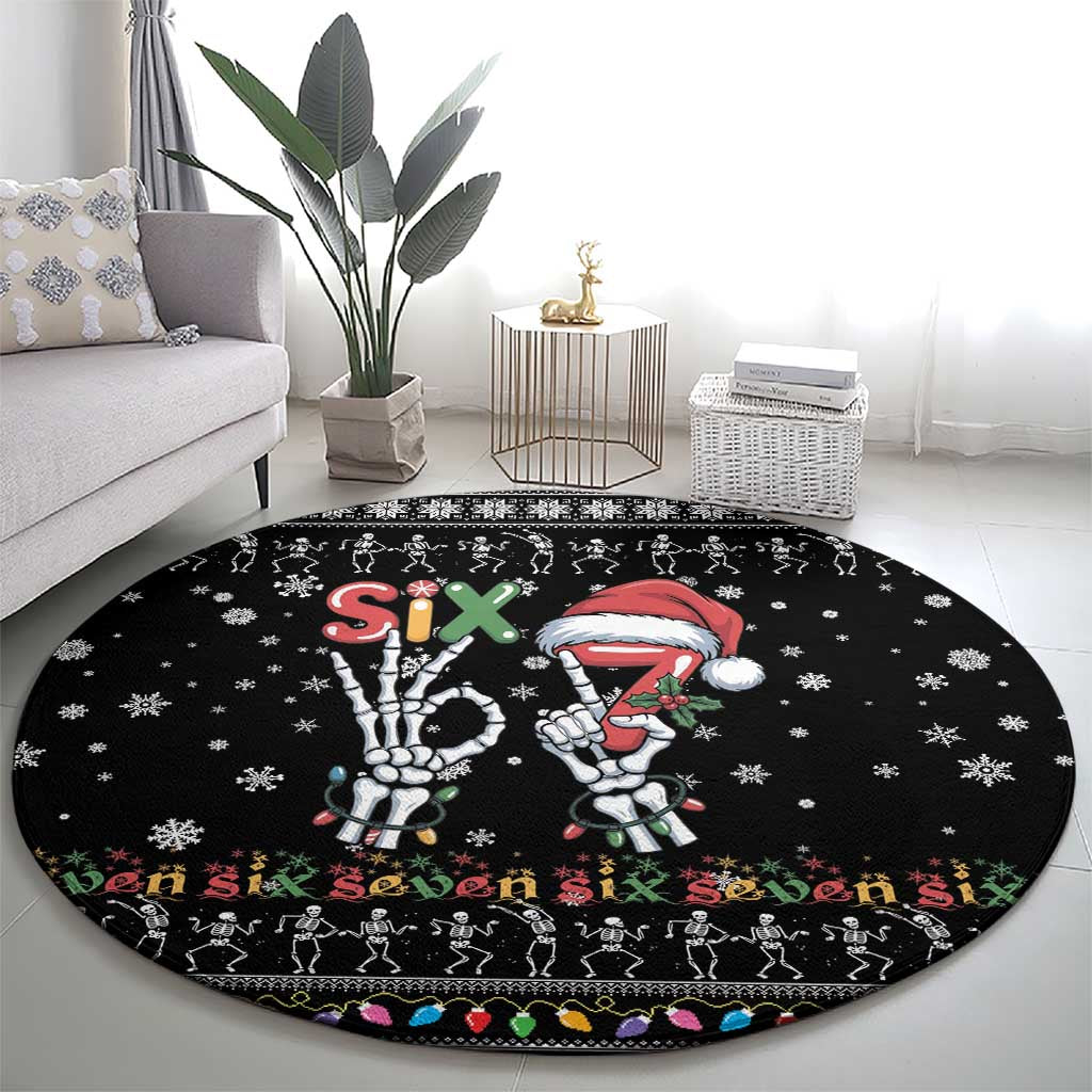 Six Seven Funny Skeleton Fingers Christmas Round Carpet Creepy Santa Skeleton Hands - Wonder Print Shop