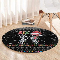 Six Seven Funny Skeleton Fingers Christmas Round Carpet Creepy Santa Skeleton Hands - Wonder Print Shop