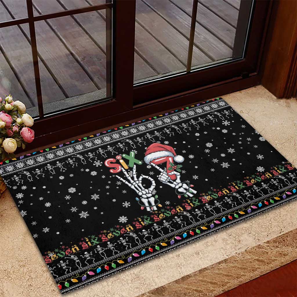 Six Seven Funny Skeleton Fingers Christmas Rubber Doormat Creepy Santa Skeleton Hands - Wonder Print Shop