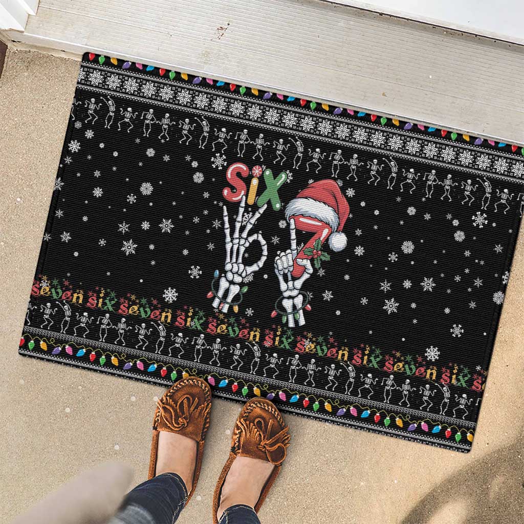 Six Seven Funny Skeleton Fingers Christmas Rubber Doormat Creepy Santa Skeleton Hands - Wonder Print Shop