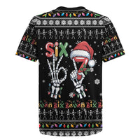 Six Seven Funny Skeleton Fingers Christmas Rugby Jersey Creepy Santa Skeleton Hands - Wonder Print Shop