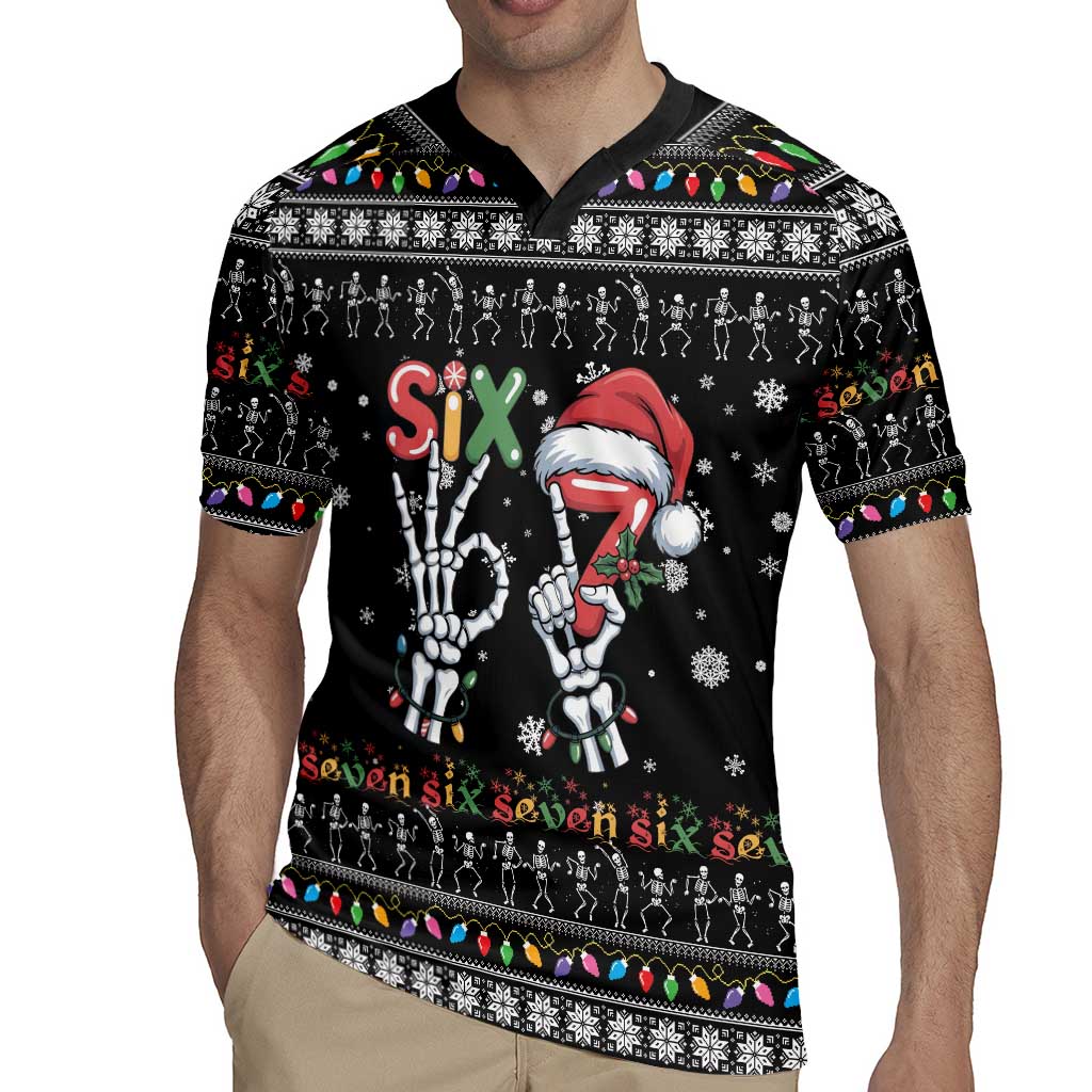 Six Seven Funny Skeleton Fingers Christmas Rugby Jersey Creepy Santa Skeleton Hands - Wonder Print Shop