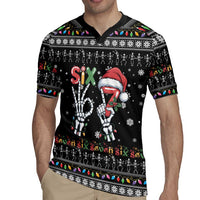 Six Seven Funny Skeleton Fingers Christmas Rugby Jersey Creepy Santa Skeleton Hands - Wonder Print Shop