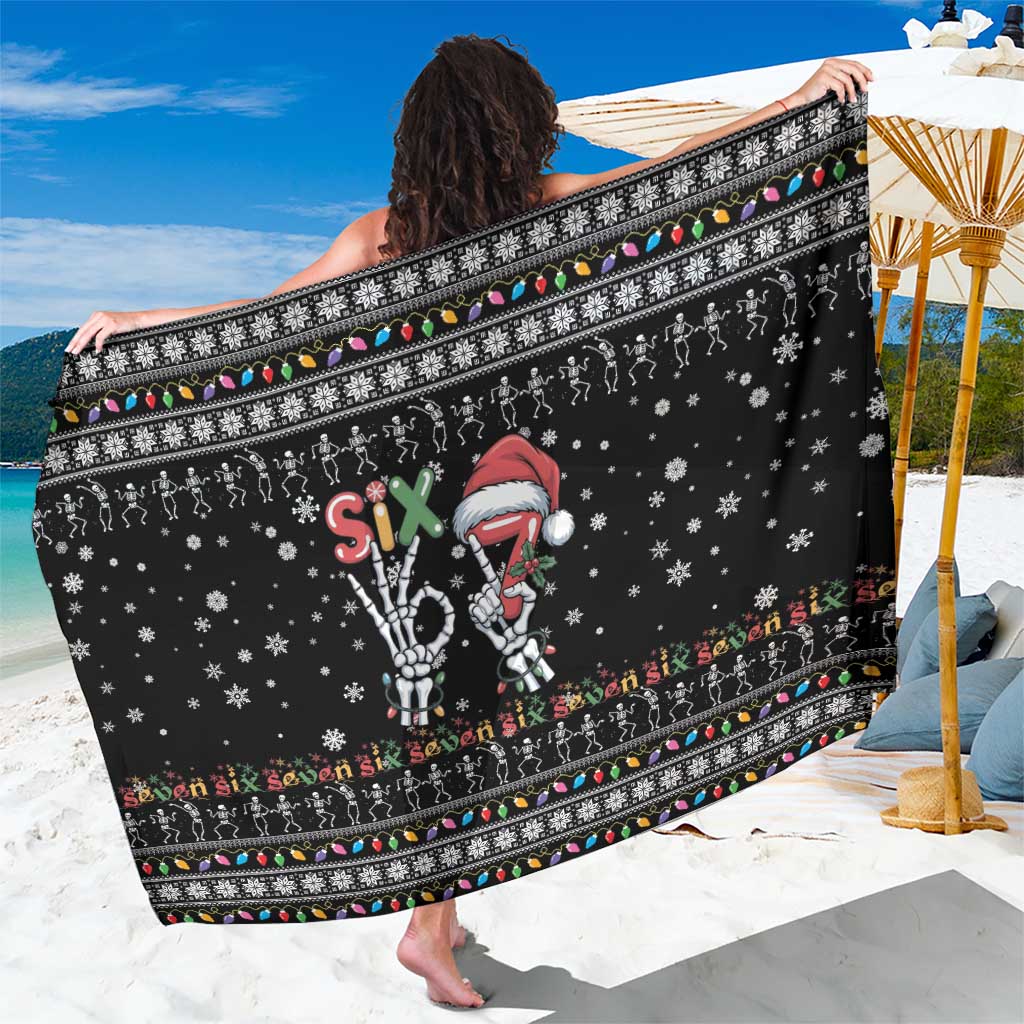 Six Seven Funny Skeleton Fingers Christmas Sarong Creepy Santa Skeleton Hands - Wonder Print Shop