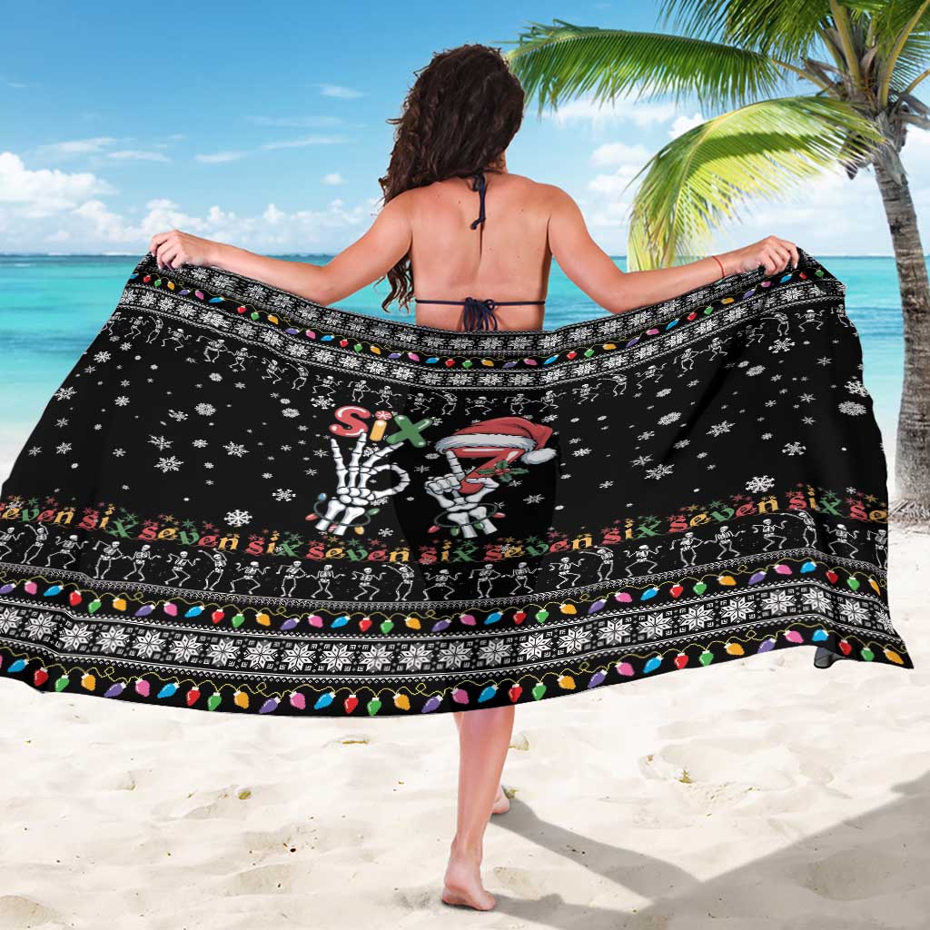 Six Seven Funny Skeleton Fingers Christmas Sarong Creepy Santa Skeleton Hands - Wonder Print Shop