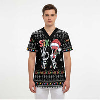 Six Seven Funny Skeleton Fingers Christmas Scrub Top Creepy Santa Skeleton Hands - Wonder Print Shop