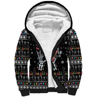 Six Seven Funny Skeleton Fingers Christmas Sherpa Hoodie Creepy Santa Skeleton Hands - Wonder Print Shop