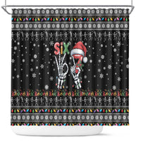 Six Seven Funny Skeleton Fingers Christmas Shower Curtain Creepy Santa Skeleton Hands - Wonder Print Shop