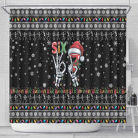 Six Seven Funny Skeleton Fingers Christmas Shower Curtain Creepy Santa Skeleton Hands - Wonder Print Shop