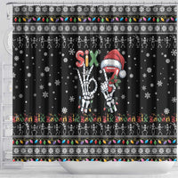Six Seven Funny Skeleton Fingers Christmas Shower Curtain Creepy Santa Skeleton Hands - Wonder Print Shop
