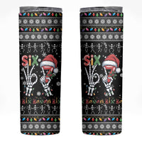 Six Seven Funny Skeleton Fingers Christmas Skinny Tumbler Creepy Santa Skeleton Hands - Wonder Print Shop