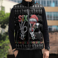 Six Seven Funny Skeleton Fingers Christmas Sleeveless Puffer Jacket Creepy Santa Skeleton Hands - Wonder Print Shop