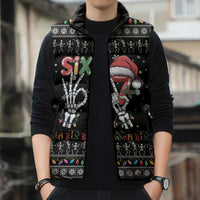 Six Seven Funny Skeleton Fingers Christmas Sleeveless Puffer Jacket Creepy Santa Skeleton Hands - Wonder Print Shop