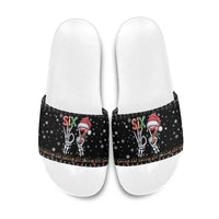 Six Seven Funny Skeleton Fingers Christmas Slide Sandals Creepy Santa Skeleton Hands - Wonder Print Shop