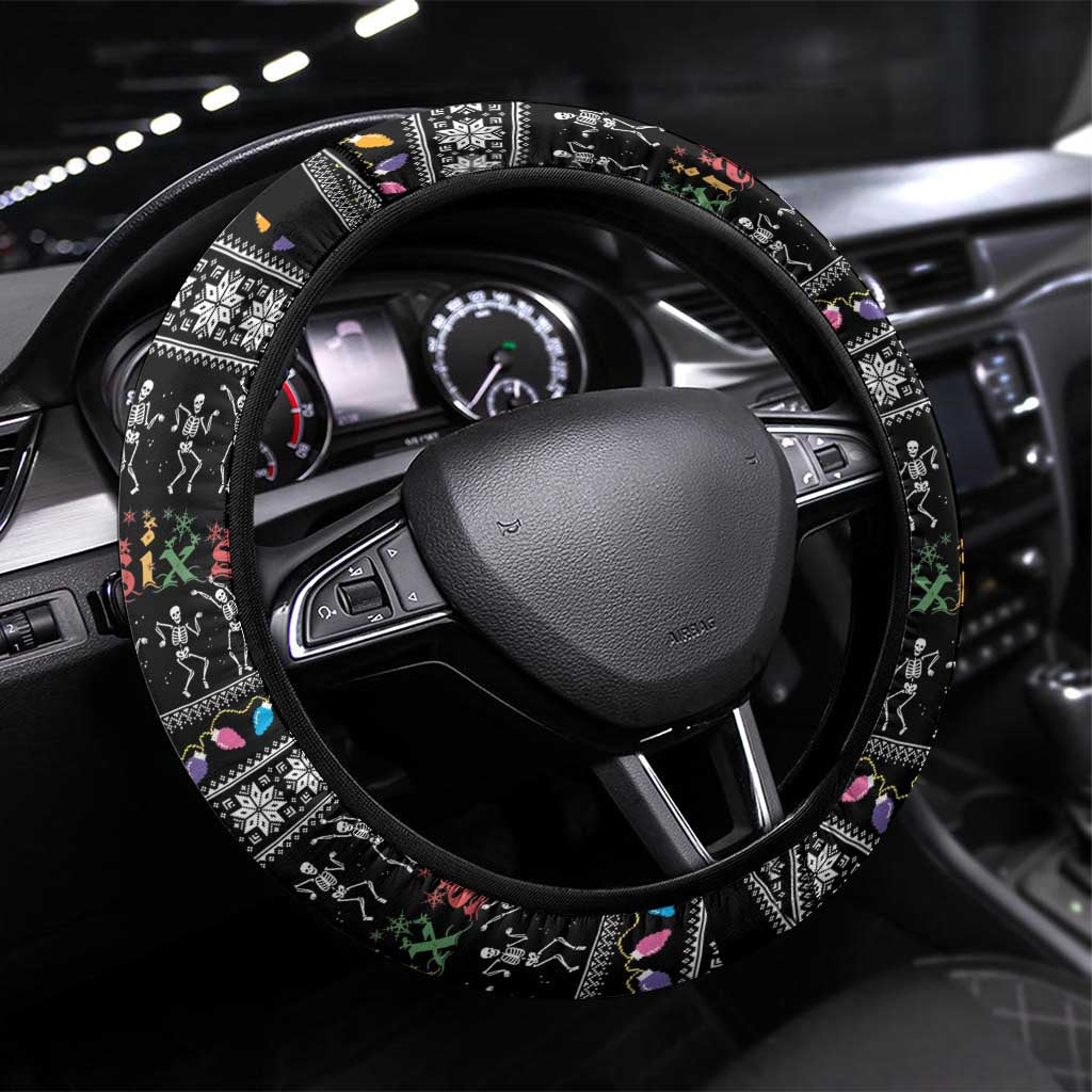 Six Seven Funny Skeleton Fingers Christmas Steering Wheel Cover Creepy Santa Skeleton Hands - Wonder Print Shop