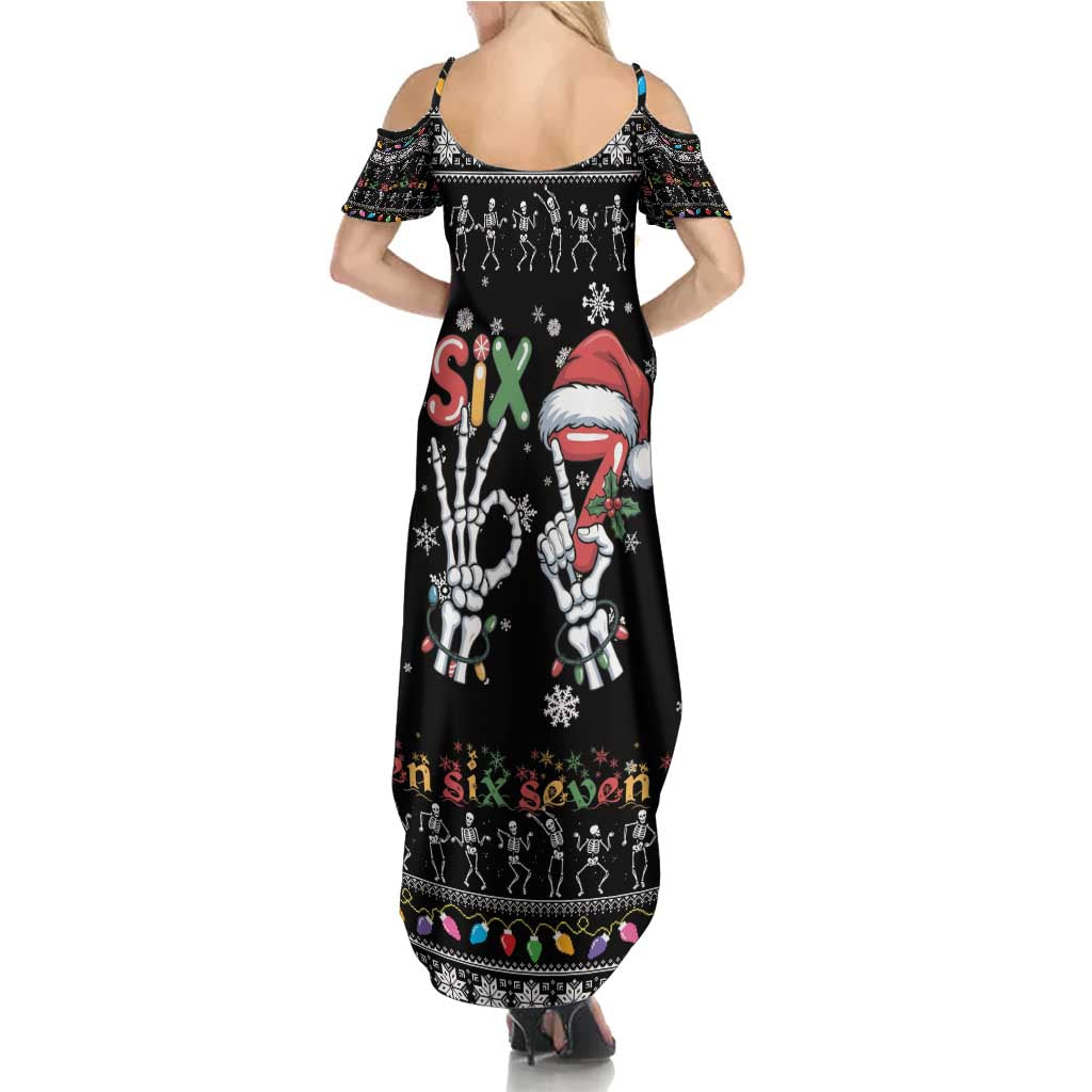 Six Seven Funny Skeleton Fingers Christmas Summer Maxi Dress Creepy Santa Skeleton Hands - Wonder Print Shop