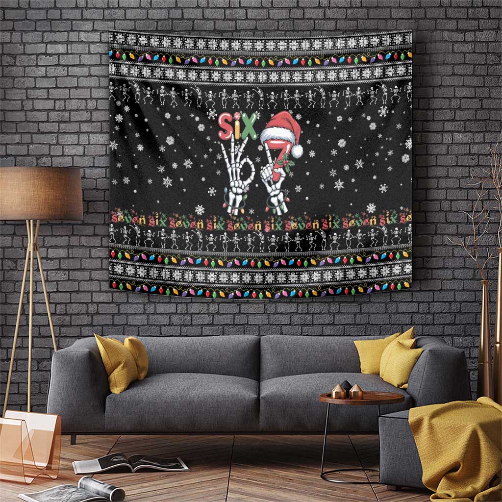 Six Seven Funny Skeleton Fingers Christmas Tapestry Creepy Santa Skeleton Hands - Wonder Print Shop