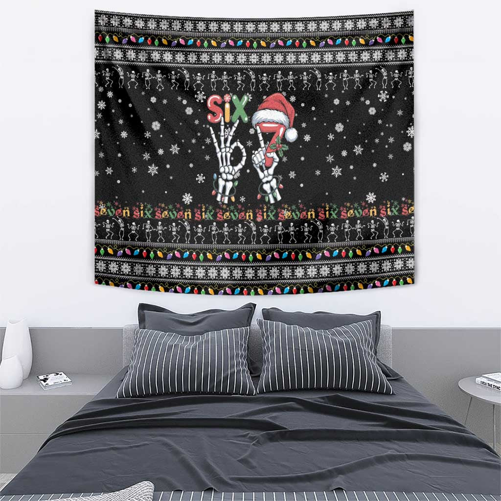 Six Seven Funny Skeleton Fingers Christmas Tapestry Creepy Santa Skeleton Hands - Wonder Print Shop