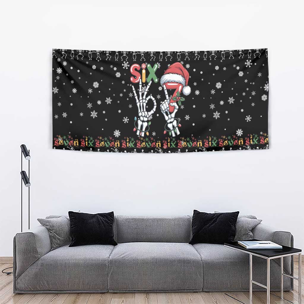 Six Seven Funny Skeleton Fingers Christmas Tapestry Creepy Santa Skeleton Hands - Wonder Print Shop