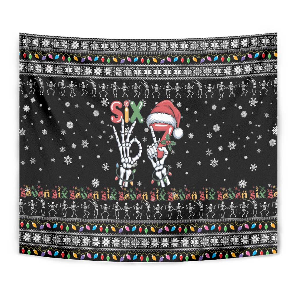 Six Seven Funny Skeleton Fingers Christmas Tapestry Creepy Santa Skeleton Hands - Wonder Print Shop