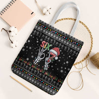 Six Seven Funny Skeleton Fingers Christmas Tote Bag Creepy Santa Skeleton Hands - Wonder Print Shop