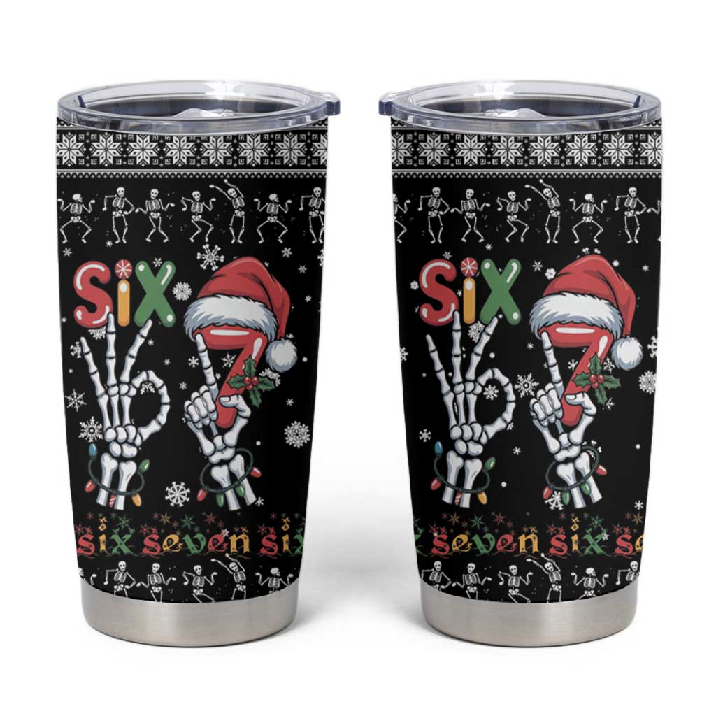 Six Seven Funny Skeleton Fingers Christmas Tumbler Cup Creepy Santa Skeleton Hands - Wonder Print Shop