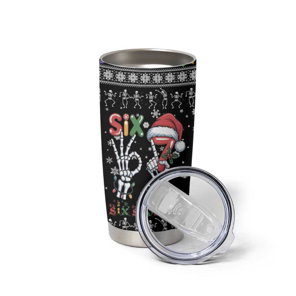 Six Seven Funny Skeleton Fingers Christmas Tumbler Cup Creepy Santa Skeleton Hands - Wonder Print Shop