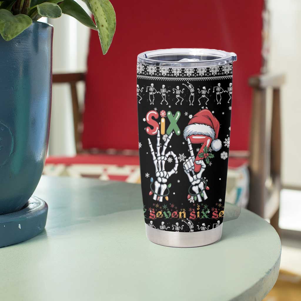 Six Seven Funny Skeleton Fingers Christmas Tumbler Cup Creepy Santa Skeleton Hands - Wonder Print Shop
