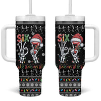Six Seven Funny Skeleton Fingers Christmas Tumbler With Handle Creepy Santa Skeleton Hands - Wonder Print Shop
